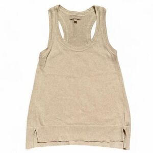 Banana Republic shimmer knit racerback tank top in a soft champagne/ivory small